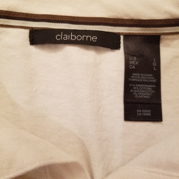 Men's Claiborne Cream Button Down Pocket Shirt - Picture 4 of 5